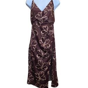 Urban‎ Outfitters Y2K Brown Butterfly Print Midi Dress Sleeveless S/P